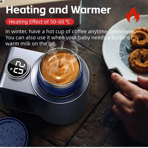 2 In 1 Smart Car Cup Warmer And Portable Cooler 12V Universal Heated Drink Holder With Digital Temp Display heating coffee at 52°C