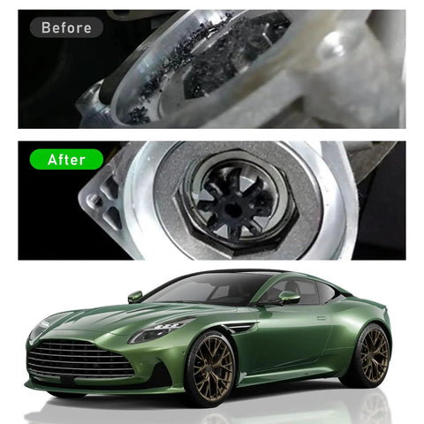 Before and after installation of 4 Pack Flexible Steering Coupler Replacement Kit For Auto Power Steering Columns And Steering Motors Ideal For DIYers Durable Plastic Rubber Wheel Coupling Model 563152K000FFF on a green car.