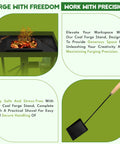 Beginner Friendly Coal Forge Stand With Fire Pot And Hand Blower Blacksmith Forge Starter Kit, visible fire pot on stand with tools