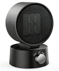 Compact 600W Desk Heater With Ceramic Core, Fast Heat For Office Or Bedroom, Manual Tilt, black design with control knob