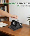 Heavy Duty Button Paper Cutter for 58mm Badges and 69.5mm Round Buttons in use on a desk, showing ergonomic design and effortless cutting.