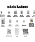 Included fasteners for Heavy Duty 16Ft Hvls Industrial Ceiling Fan Packing Beast Mode Cooling, various screws and clamps.