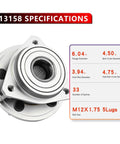 Two Pack Front Wheel Hub Bearing Assembly For Jeep Cherokee 1999 2001 And Wrangler TJ 2000 2006 With Five Lug Non ABS Built Tough Beefed Up OEM Replacement displayed with specifications