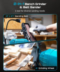 Beefed Up 2X27 Belt Sanding Station Combined With A 6 Inch Grinding Wheel making this 2.5 Amp Bench Combo Tool ideal for metal and wood projects.