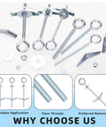 15 Piece M4 75mm O Shaped Eye Bolt Toggle Anchors Kit For Drywall Sheetrock Hollow Wall And Ceiling Installations Including Butterfly Anchors And Spring Toggle Wing Bolts Heavy Duty Zinc Coated Carbon Steel Construction For Long Lasting Support displayed with components on a white background.
