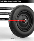 14.5 Inch Wheelbarrow Tire With 3.50-8 Flat Free Solid Wheel And Centered Hub in black with puncture-resistant design