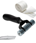 Upgraded Carpet Patch Repair Kit With Strong Double Sided Seam Tape For Living Room Hard Surfaces Super Effortless No Sweat Home Maintenance Quick Fix Solutions All In One, includes roller, tape, and cutter.