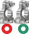Top Shelf Military Spec Battery Terminal Connectors Featuring Pure Copper Build And Rust Proof Washers Built Tough For Trucks Cars And Marine Rigs With Secure Covers, showcasing copper terminals and colored washers.