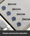 Control buttons on Pro Grade Semi Automatic Espresso Machine With Milk Frother And Steam Wand 15 Bar Pressure 57 Oz Removable Water Tank Dual Display Built For Cafe Quality Cappuccino And Latte At Home Ivory White G3006