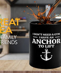 Sailor Coffee Mug 11oz Black With Anchor Lift Theme Funny Boaters Gift showcasing splash in modern kitchen setting.