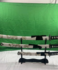 Traditional Handmade Samurai 3 Piece Katana Wakizashi Tanto Sword Set With Display Stand Stainless Steel Blades Gold Dragon Scabbard