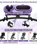 3 In 1 Modular Stroller Snack Tray With Universal Fit Dual Lock Attachment on stroller handle, fits round bars
