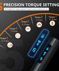 Display of 5 precision torque settings for Compact 155 In 1 Mini Electric Screwdriver Cordless Set with adjustable torque levels