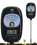 7-In-One Soil Test Kit With Easy To Use Moisture Meter PH Meter Sunlight Intensity Fertility Tester LCD Display Air And Soil Hygrometer Temperature, black handheld soil meter with probe