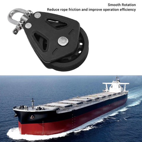 Beefy Nylon Wheel Marine Pulley 50mm Stainless Steel Bearing Single Swivel Sailing Block for rope guidance on ship