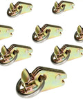 10-pack Beefy E-Track O Ring Tie-Down Anchors with spring loaded mechanism, industrial strength cargo tie downs for trailers and trucks.