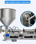 Heavy Duty Pneumatic Paste And Liquid Filling Machine Horizontal Bottle Filler showing stainless steel frame and high-quality pistons.