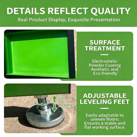 Top Shelf 360 Degree Spin Workbench Galvanized Steel Industrial Assembly Table with adjustable leveling feet and powder-coated surface.