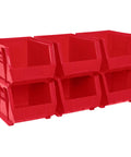 Space Saving Stackable Plastic Storage Bins For Garage Pantry And Craft Organization Multi Purpose Bins Hold Up To 50 Pounds Heavy Duty Durable Red 11 By 8 By 7 Inches Six Pack Must Have