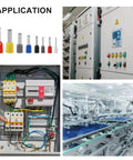 Applications of Crimp Tool Kit With 1200 Wire Terminals And Insulated Connectors For AWG 23 To 7, used in industrial panels.