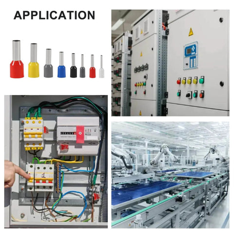 Applications of Crimp Tool Kit With 1200 Wire Terminals And Insulated Connectors For AWG 23 To 7, used in industrial panels.