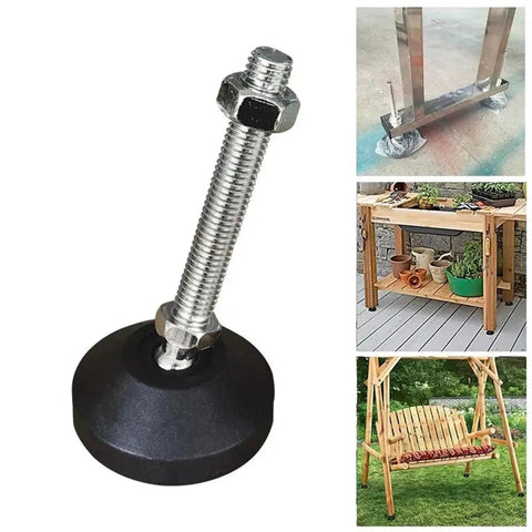 Rock Solid Adjustable Table Legs With Swivel Base And Thick Nylon Pads To Ditch That Pesky Wobble With Steel screw rod.
