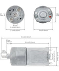 5V DC Gear Motor With Flat Shaft High Torque 11 RPM Output For Smart Door Lock, Vacuum Cleaner, And Robot Vacuum Go To Replacement Low Noise Brush Motor CW CCW shown with measurements
