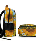 Country Sunflower Landscape Unisex Backpack With Large Capacity For Travel And Everyday Use, side view, rustic print design