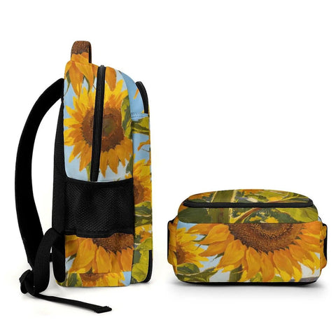 Country Sunflower Landscape Unisex Backpack With Large Capacity For Travel And Everyday Use, side view, rustic print design