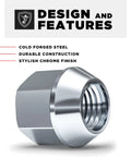 Zinc 1/2-20 Open End Bulge Acorn Lug Nut Heavy Duty 60 Degree Conical Seat For Select Aftermarket Or Factory Wheels 3/4 Inch Hex Cold Forged Carbon Steel 20 Count Pack with chrome finish