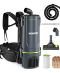 No Nonsense Commercial Grade Backpack Vacuum With Ergonomic Harness And Kickass 1200 Watt Motor For Easy Cleanups On Carpets Or Hard Floors.