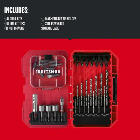 35 Piece Screwdriver Bit Set With Heavy Duty Shock Resistant Steel CNC Machined Tips for Versatile Tasks in open case