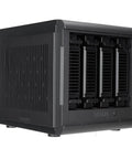 Kickass Four Bay External Hard Drive Enclosure For 3.5 And 2.5 Inch Sata Ssd Hdd features a sleek black design with four drive bays.