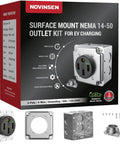Slick Wall Mount Nema 14-50 Outlet With Surface Mount Box Kit For Smooth Level 2 Ev Charging, 50 Amp Plug And Play 240V Receptacle shown with components.