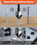 Operating instructions for Five Piece Countersink Drill Bit Set With One Quarter To Three Quarter Inch Shanks HSS 4241 82 Degree Countersink Bits