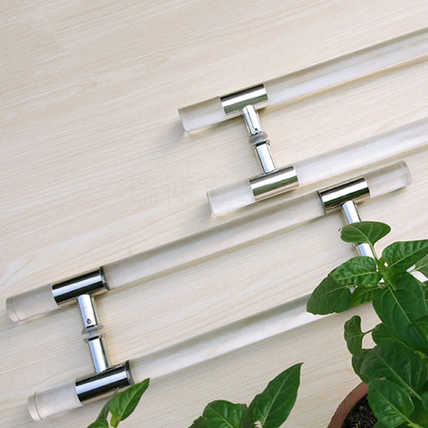 Ultra Clear Acrylic Door Pull Handle Rock Solid Stainless Steel Core Super Smooth Push Pull Motion Perfect For Front Doors Sliding Gates And Modern Grab Bars Easy No Sweat Setup In Top Notch Silver