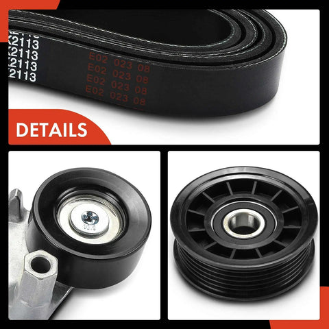Honda HRV Serpentine Belt Drive Kit With Tensioner Replacement For 2016 Through 2020 1.8L Models Includes Serpentine Belt Tensioner And Tensioner Pulley Plug And Play, belt and pulleys
