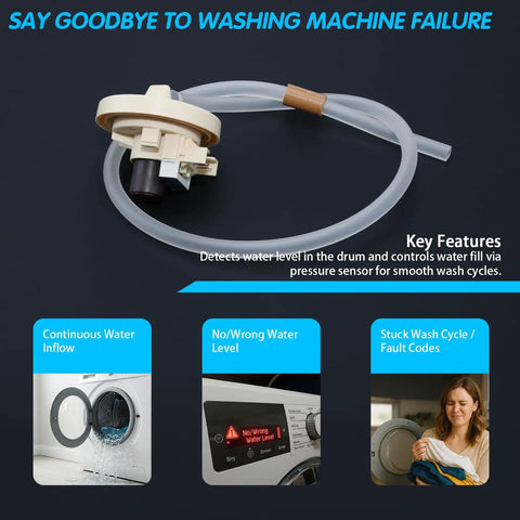 Washer Water Level Sensor Switch Assembly For LG Kenmore Washers Replaces AP5204365 EBF62754506 5210FA3427J With 29 Inch Hose