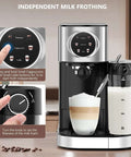 Barista-Grade 3-In-1 20 Bar Espresso Machine For Home Use With Dual Boiler And Automatic Milk Frother, Touchscreen Control.