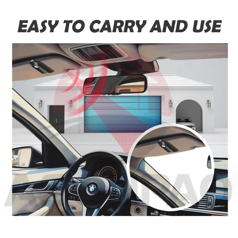Genie Garage Door Opener Remote Replacement 2 Pack Compatible With GIT1 ACSCTG Type 1 used in car with garage view