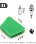 Two Size 2 Foot Fuel Line Hose Filter Kit With Primer Bulb And Spark Plug For Poulan Craftsman Chainsaw detailed dimensions