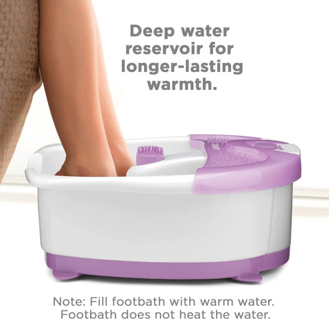 At Home Foot Spa Bath With Vibration Massage Deep Basin And Jets For Relaxing Pedicure Foot Massager Pink And White Color Perfect For Quick Soaks And Spa Vibe Treatments Calloused Feet Relief Easy To Use Home Salon Comfort showing deep basin design
