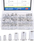 Pro Grade Rivet Nut Kit 210 Pcs Aluminum Alloy Flat Head Threaded Rivnut Set M3 M4 M5 M6 M8 M10 in organizer box