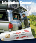 16 Inch 38 Lb Gas Struts Direct Replacement for Truck Cap Camper Shell with open rear window installation view