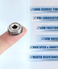 5x14x5mm Deep Groove Ball Bearing Flanged Shield F605ZZ Double Metal Shield 10 Pack on finger, low noise bearing