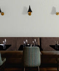 Top Shelf Heavy Duty Vinyl Wallpaper Featuring A Subtle Leather Texture Custom Printed For Commercial Spaces Offices Hotels in a restaurant.