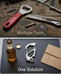Stainless Steel Go-To Multi-Tool Carabiner With CNC Milled Quick Release Locking Hook, Bottle Opener, Box Cutter And Screwdriver For Camping