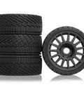 Pro Grade RC Racing Wheel Set 100mm Tires With 17mm Hex Shafts For 1/7 and 1/8 Scale RC Cars Black Durable Track Wheels
