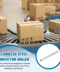Stainless Steel Conveyor Roller 1.5 Inch Diameter 20 Inch Length Gravity Transmission Replacement Part With Galvanized End Pack Of 2 Silver