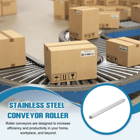 Stainless Steel Conveyor Roller 1.5 Inch Diameter 20 Inch Length Gravity Transmission Replacement Part With Galvanized End Pack Of 2 Silver